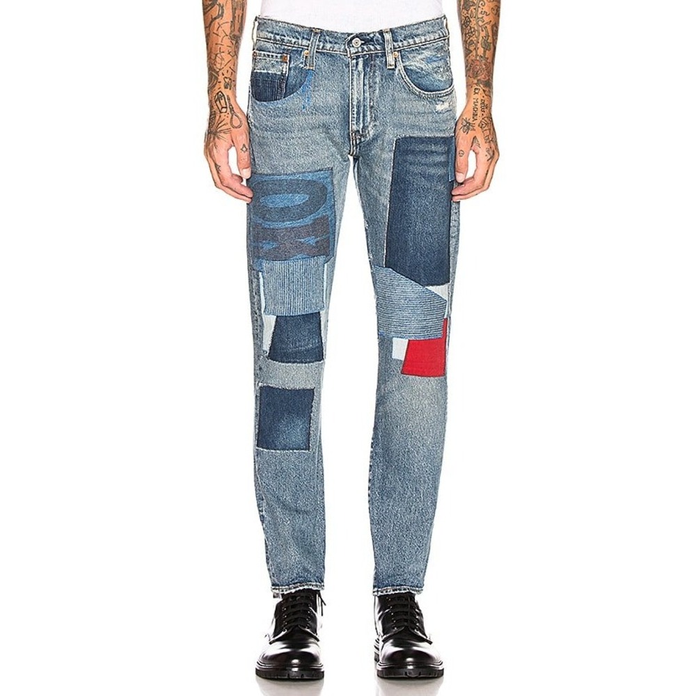 Levi's Premium Jeans Mens 33 Blue Patchwork Distressed Slim Taper 512
